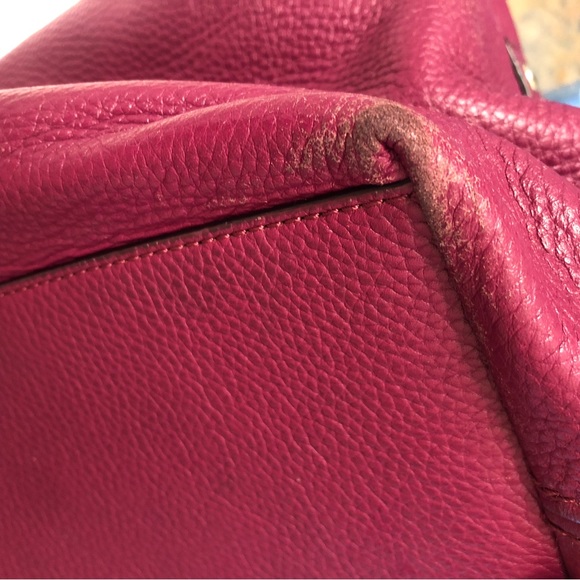 Kate Spade large leather hobo shoulder bag, raspberry pink with champagne lining - Picture 5 of 14